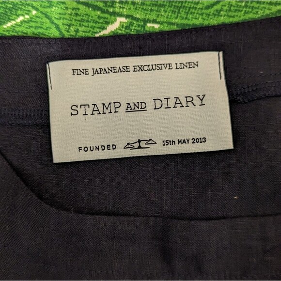 Navy Blue Linen Short Sleeve Oversized Dress by Stamp and Diary - Picture 6 of 7